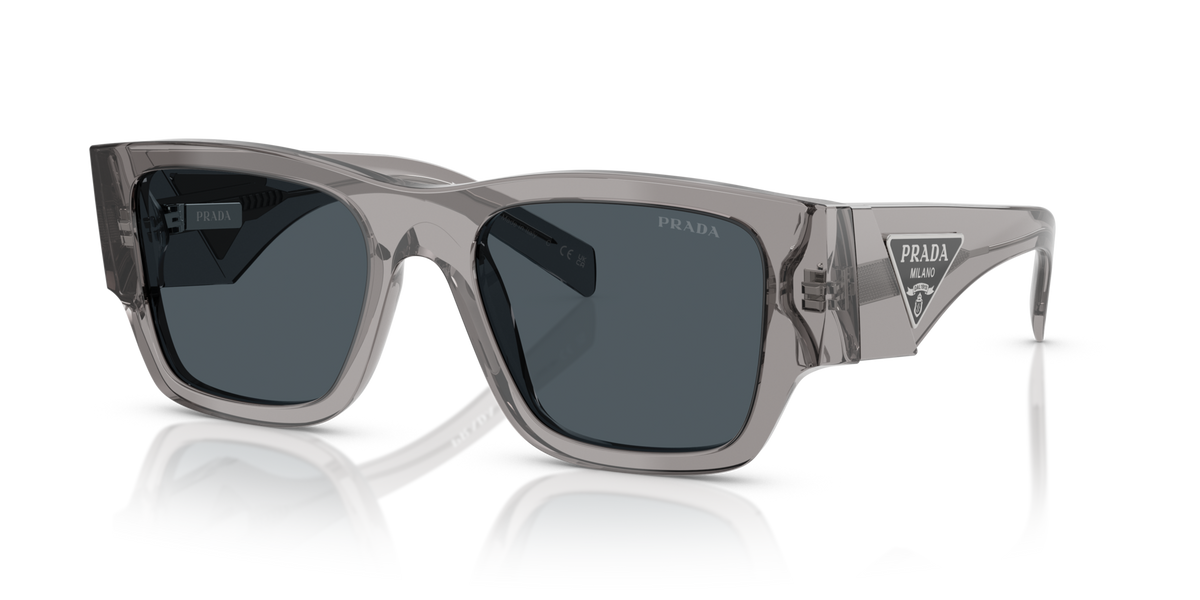Prada PR10ZS 16Z70B transparent asphalt sunglasses 54mm angled view
