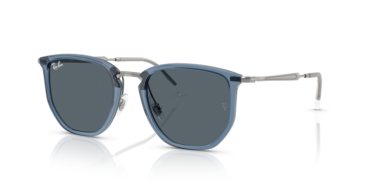 Ray-Ban RB4451 6803R5 transparent blue sunglasses 50mm angled view