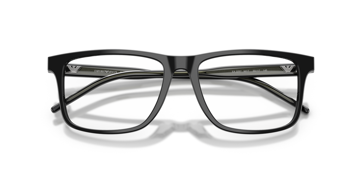Emporio Armani EA3257 5017 shiny black eyeglasses 53mm folded view