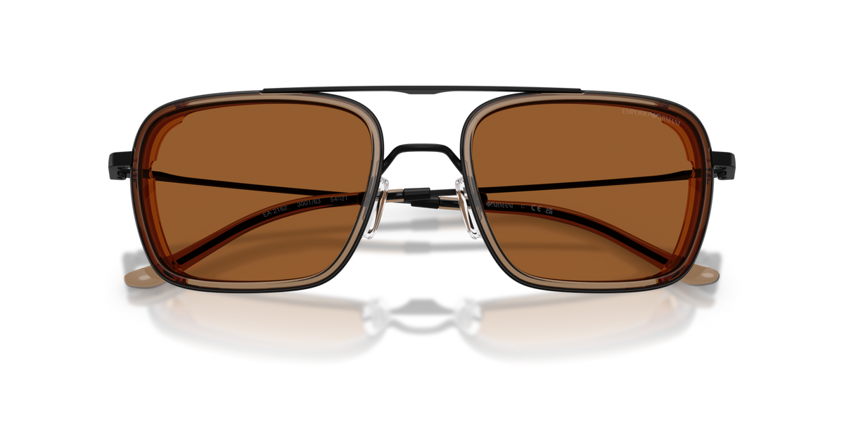 Emporio Armani EA2162 300163 matte black sunglasses 54mm folded view