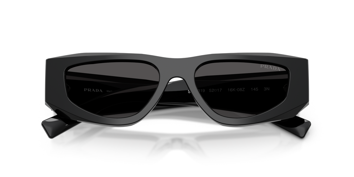 Prada PRB19S 16K08Z black sunglasses 52mm folded view