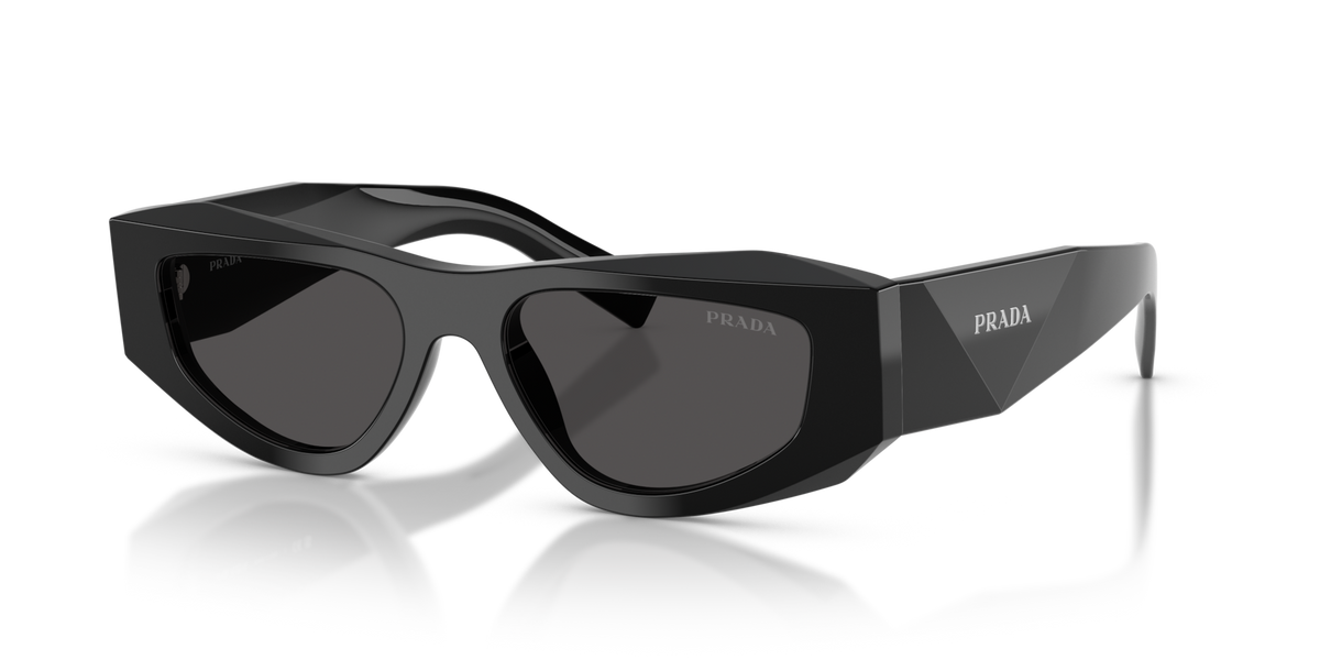 Prada PRB19S 16K08Z black sunglasses 52mm angled view