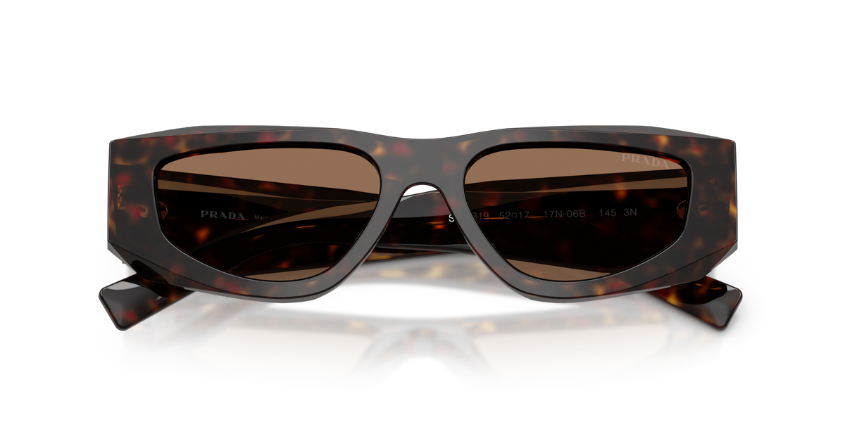 Prada PRB19S 17N06B root tortoise sunglasses 52mm folded view