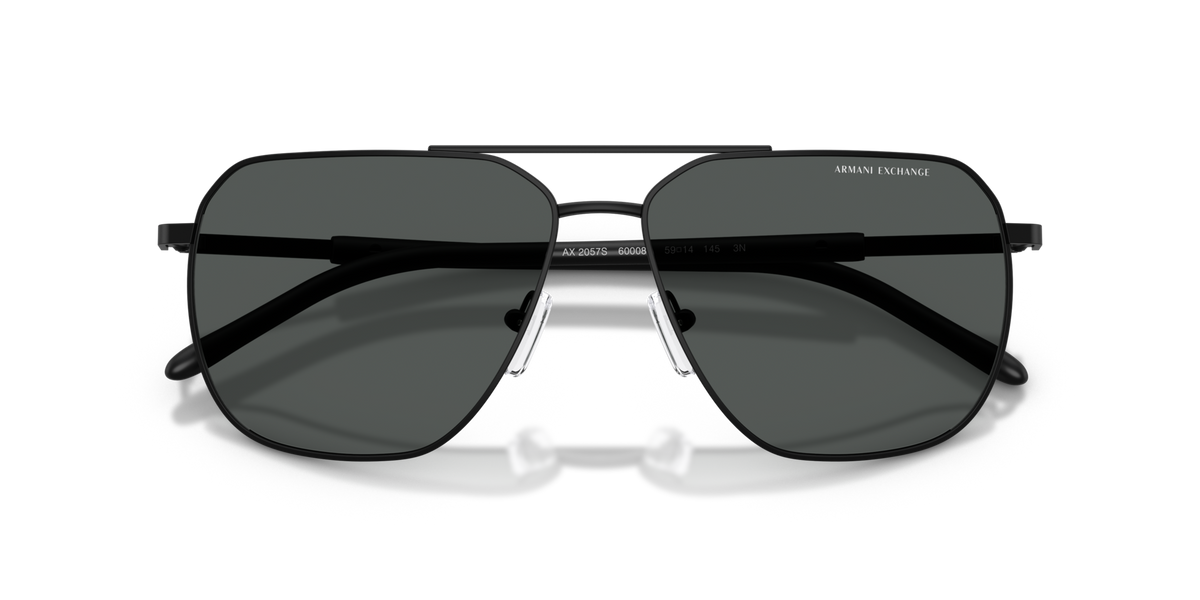 Armani Exchange AX2057S 600087 matte black sunglasses 59mm folded view