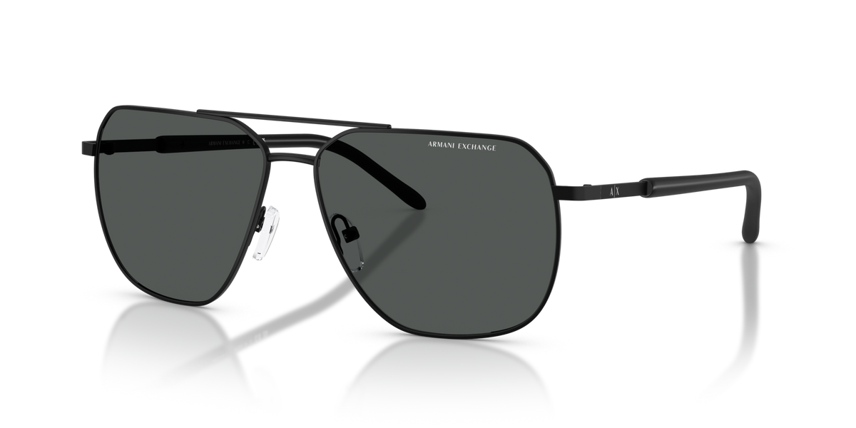 Armani Exchange AX2057S 600087 matte black sunglasses 59mm angled view