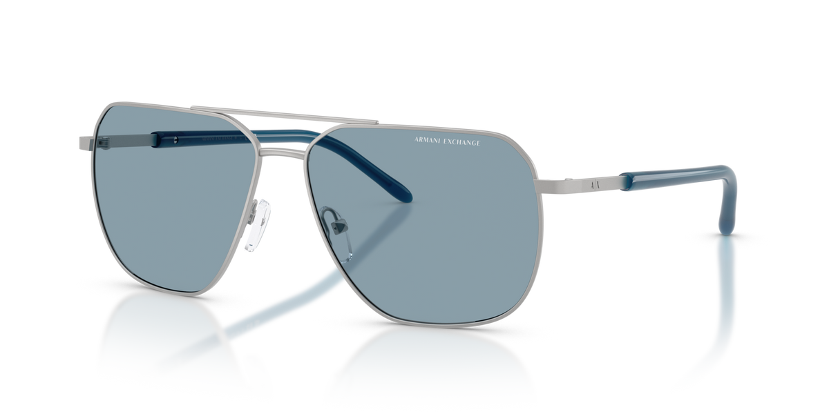 Armani Exchange AX2057S 602080 matte silver sunglasses 59mm angled view
