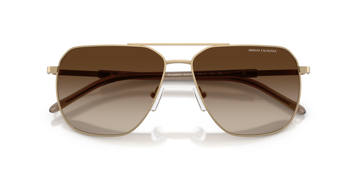 Armani Exchange AX2057S 612113 matte pale gold sunglasses 59mm folded view