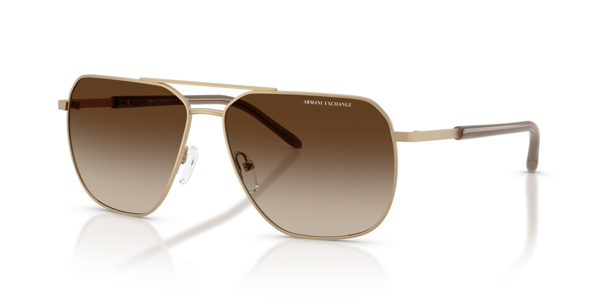 Armani Exchange AX2057S 612113 matte pale gold sunglasses 59mm angled view