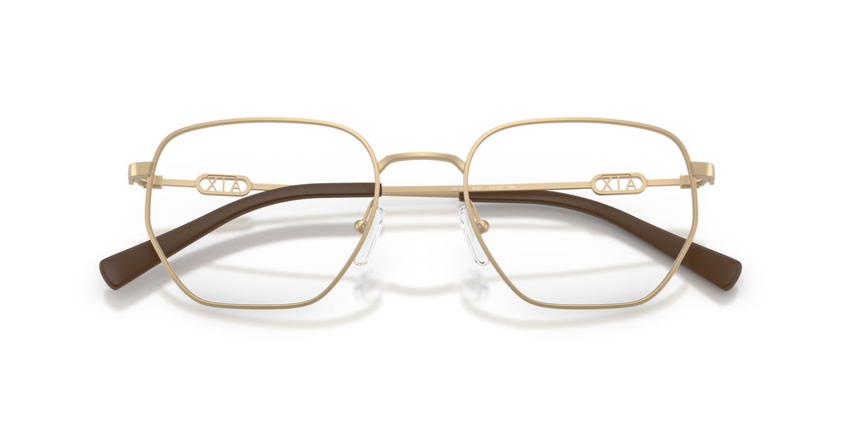 Armani Exchange AX1074 6121 matte pale gold eyeglasses 53mm folded view