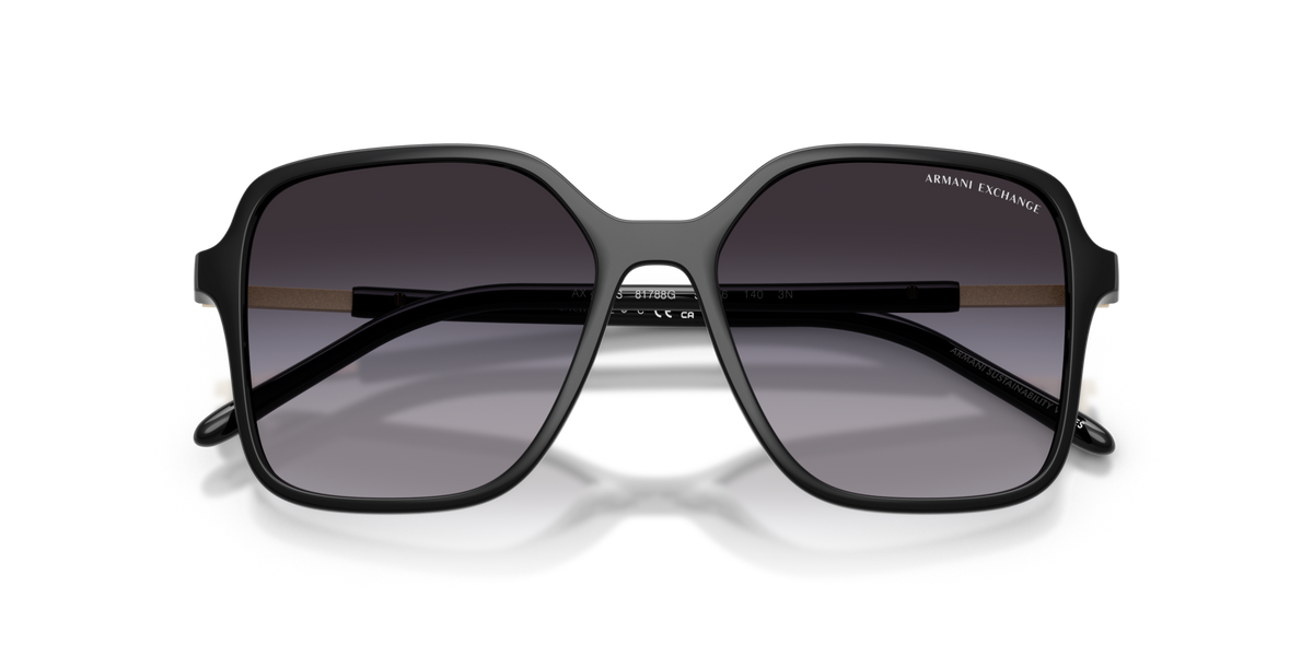 Armani Exchange AX4163S 81788G shiny black sunglasses 53mm folded view