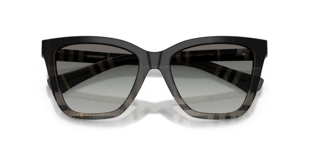 Burberry BE4470 420011 grey check sunglasses 54mm folded view