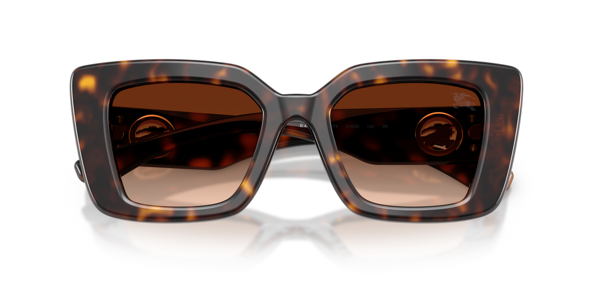 Burberry BE4476 300274 dark havana sunglasses 51mm folded view