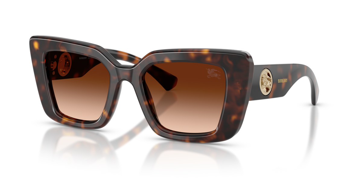 Burberry BE4476 300274 dark havana sunglasses 51mm angled view