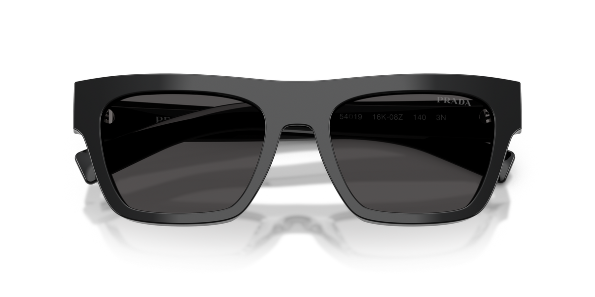 Prada PRC03S 16K08Z black sunglasses 54mm folded view