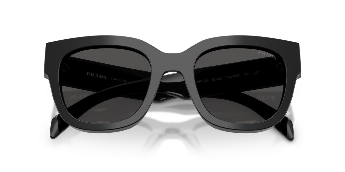 Prada PRC04S 16K08Z black sunglasses 52mm folded view