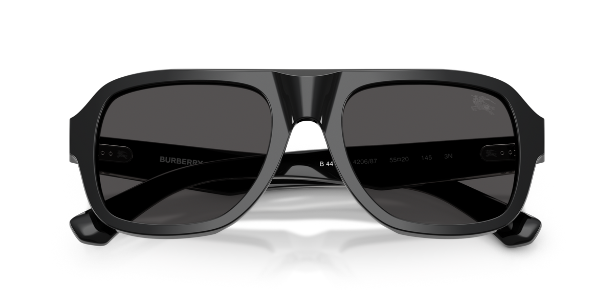 Burberry BE4478 420687 black sunglasses 55mm folded view