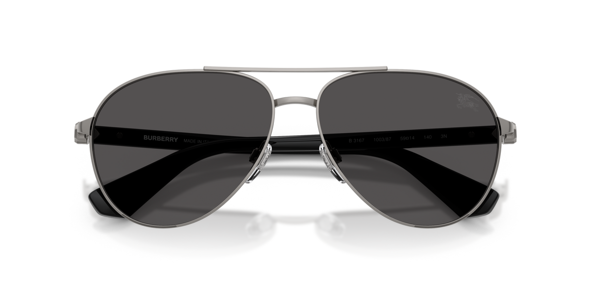 Burberry BE3167 100387 gunmetal sunglasses 59mm folded view