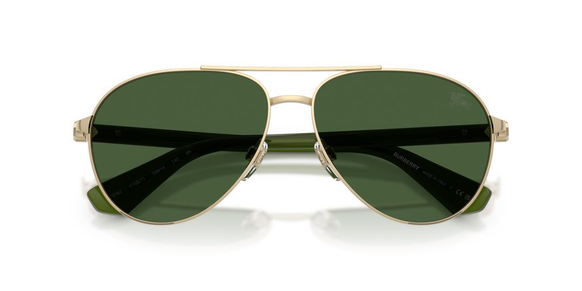 Burberry BE3167 110971 light gold sunglasses 59mm folded view