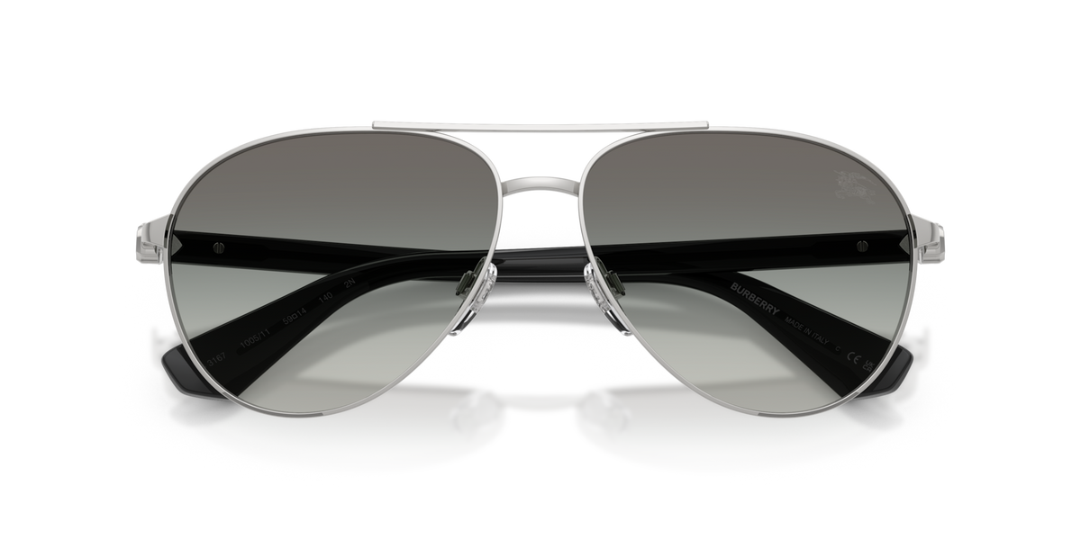 Burberry BE3167 100511 silver sunglasses 59mm folded view