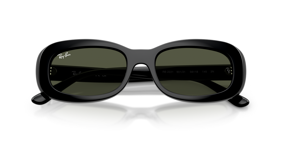 Ray-Ban RB2221 901/31 black sunglasses 53mm folded view