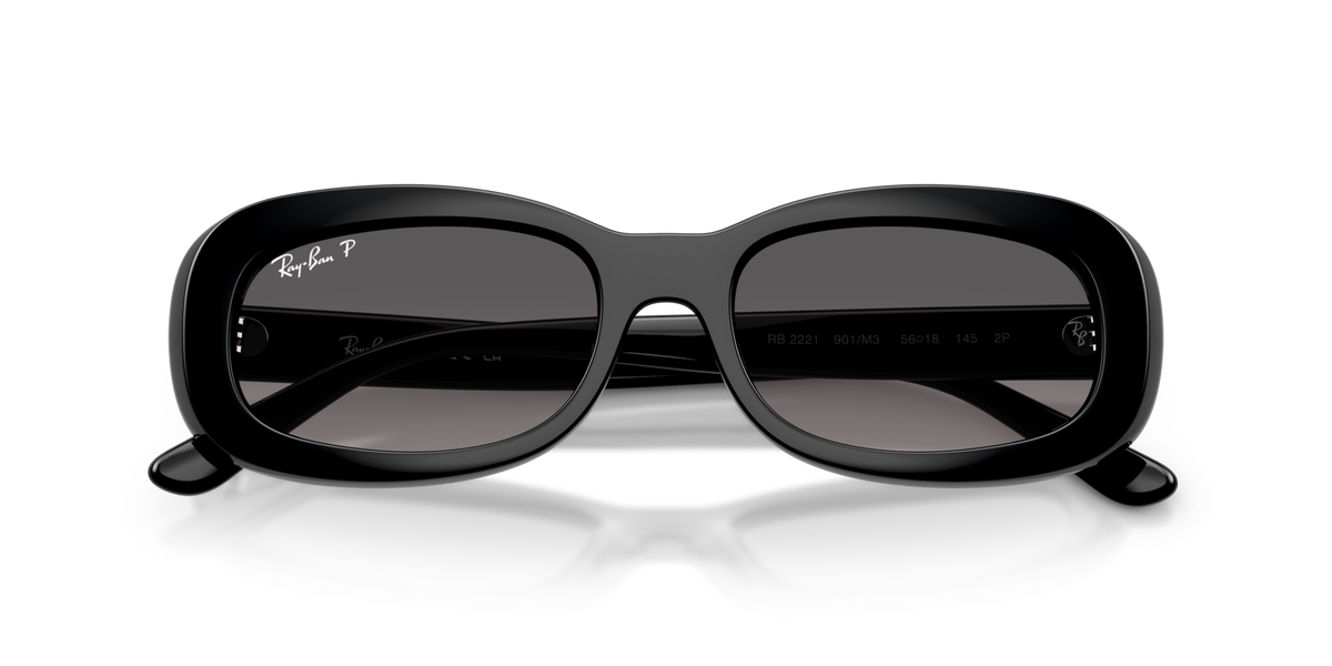 Ray-Ban RB2221 901/M3 black sunglasses 53mm folded view