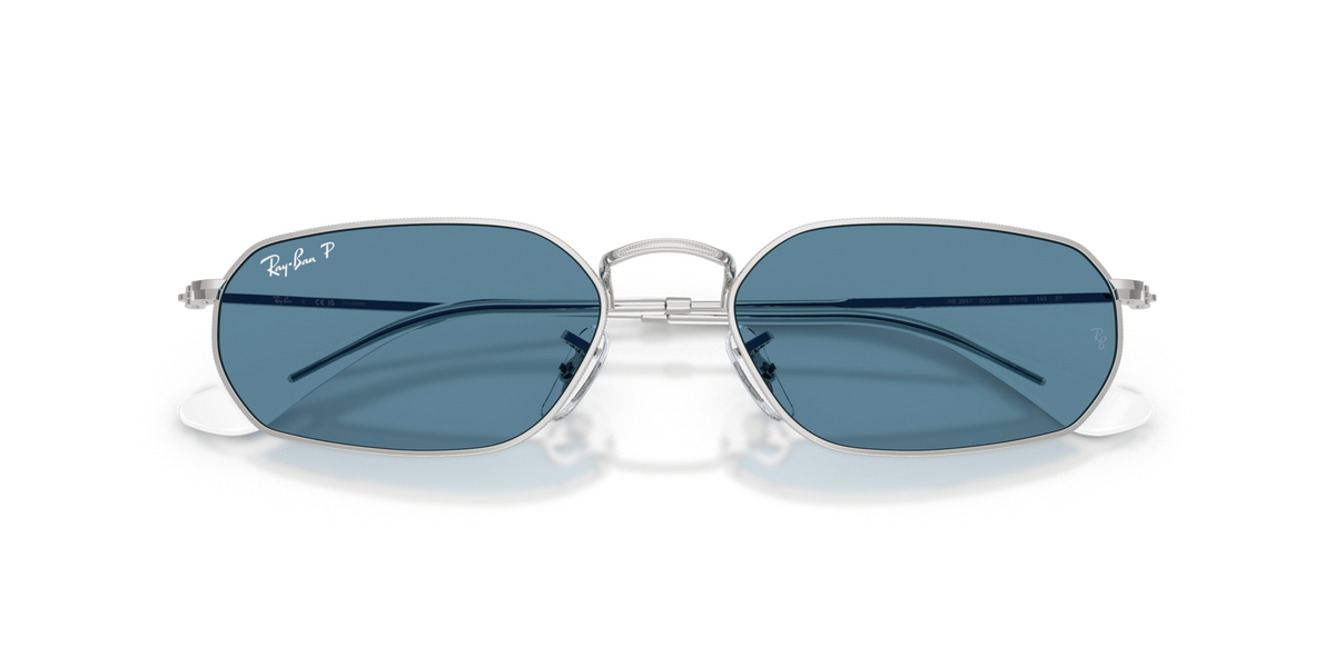 Ray-Ban RB3947 003/S2 silver sunglasses 54mm folded view
