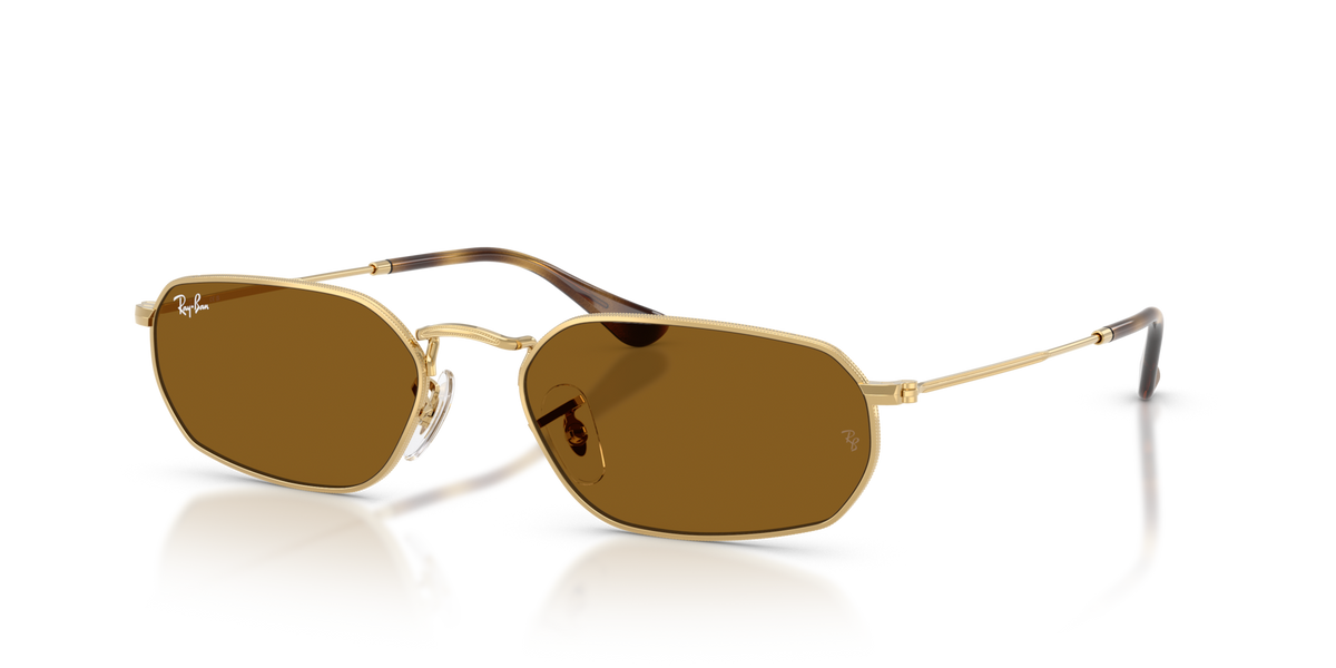 Ray-Ban RB3947 001/33 arista gold sunglasses 54mm angled view