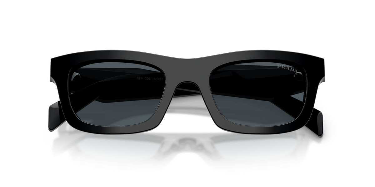 Prada PRC06S 16K70B black sunglasses 50mm folded view
