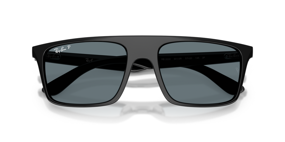 Ray-Ban RB2222 901/3R black sunglasses 55mm folded view