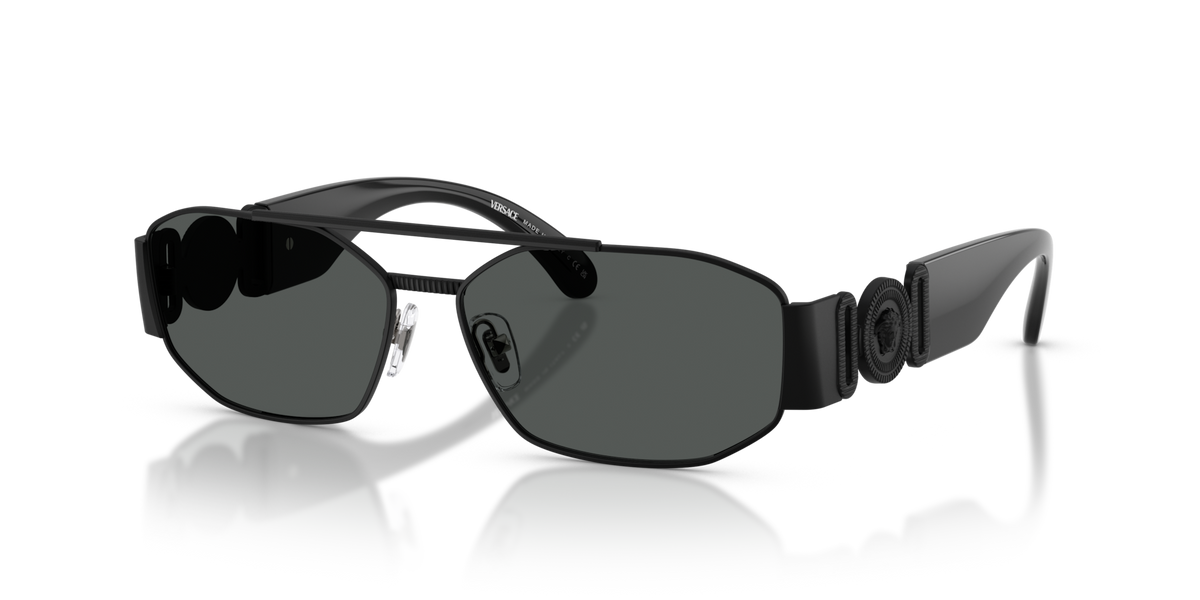 Versace VE2287 126187 matte black sunglasses 58mm angled view