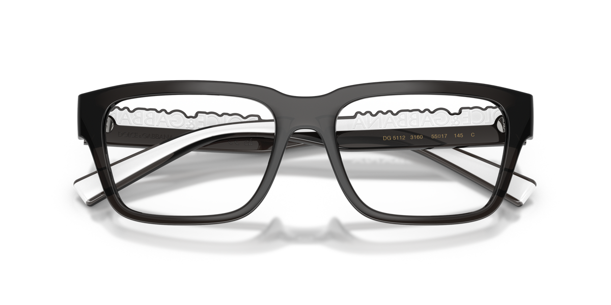 Dolce & Gabbana DG5112 3160 transparent dark grey eyeglasses 53mm folded view