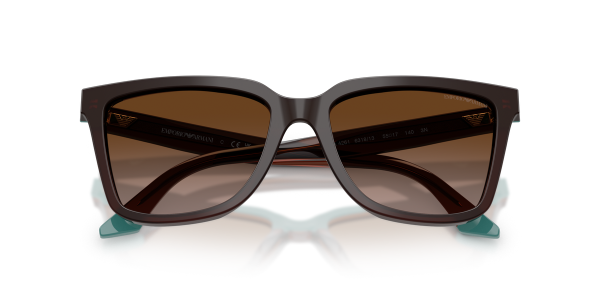 Emporio Armani EA4261 631813 transparent brown/teal sunglasses 55mm folded view