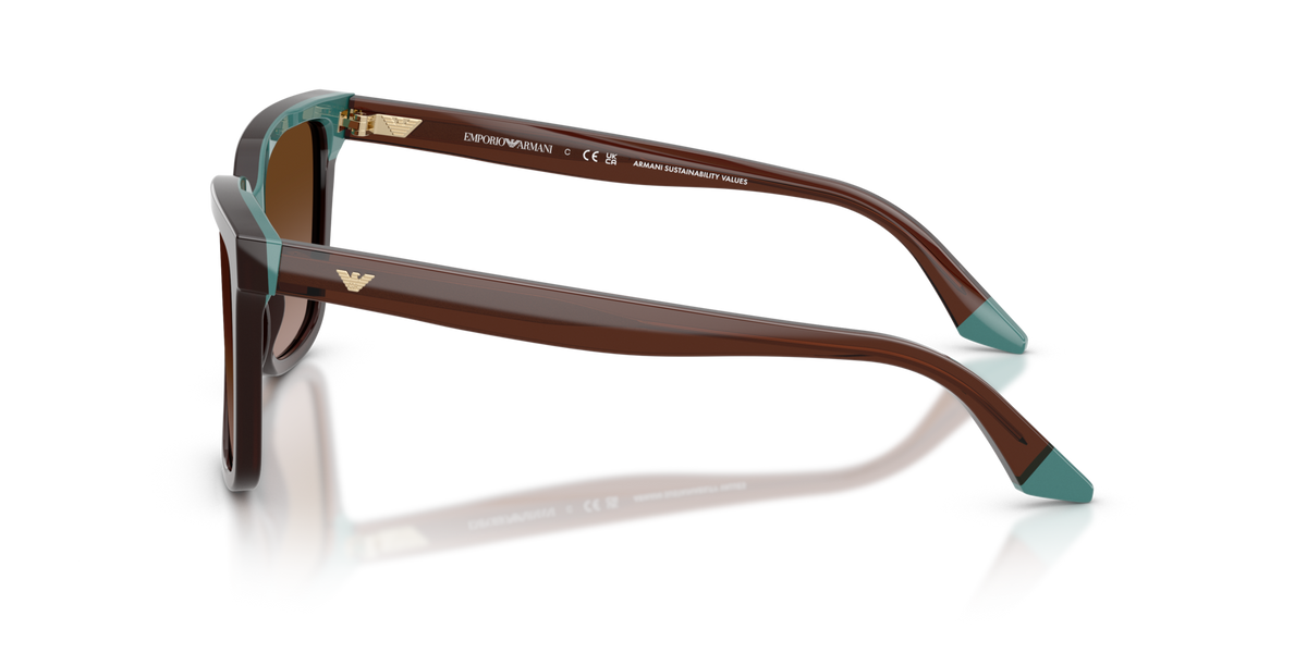 Emporio Armani EA4261 631813 transparent brown/teal sunglasses 55mm side view
