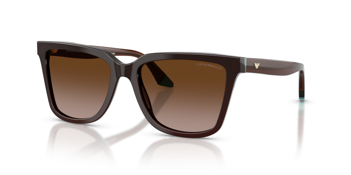 Emporio Armani EA4261 631813 transparent brown/teal sunglasses 55mm angled view