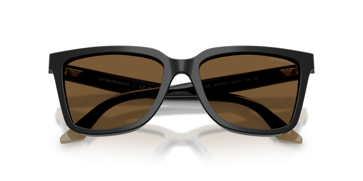 Emporio Armani EA4261 631373 black/beige sunglasses 55mm folded view