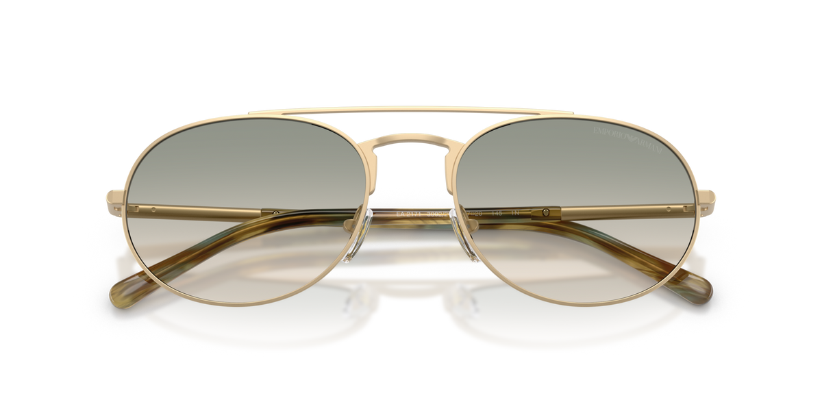 Emporio Armani EA2171 30022C matte pale gold sunglasses 57mm folded view