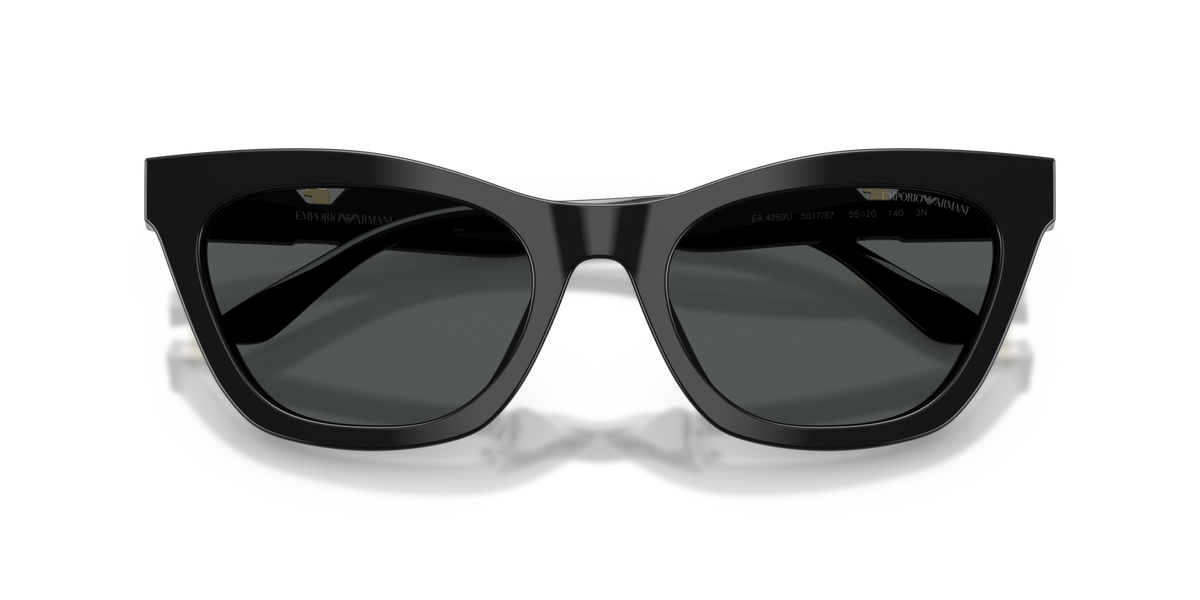 Emporio Armani EA4259U 501787 shiny black sunglasses 55mm folded view