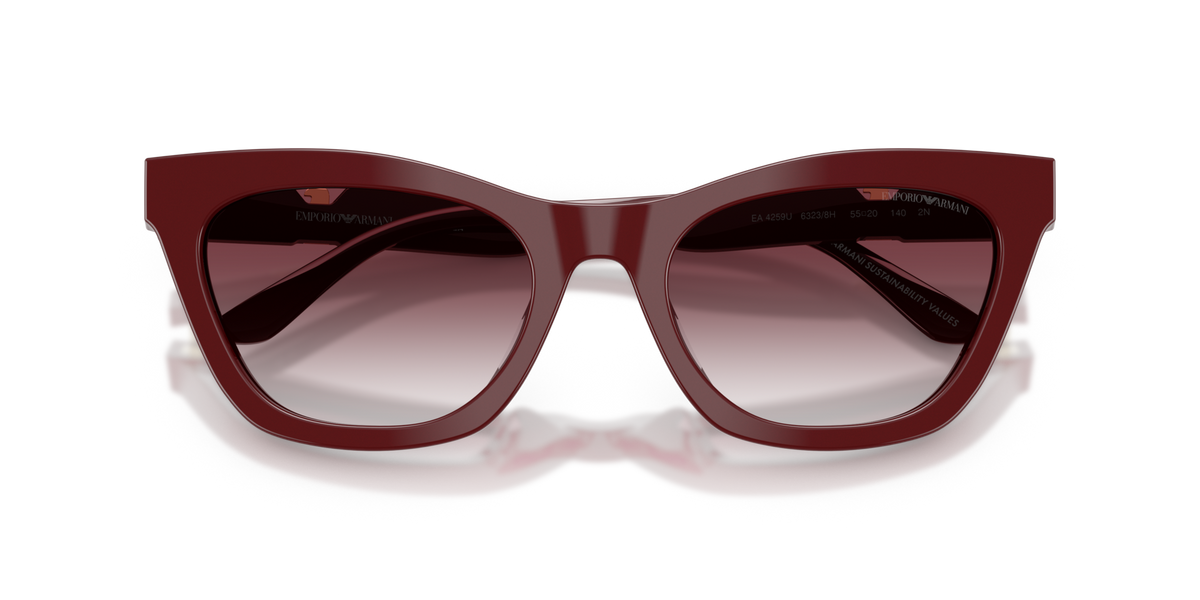 Emporio Armani EA4259U 63238H shiny bordeaux sunglasses 55mm folded view