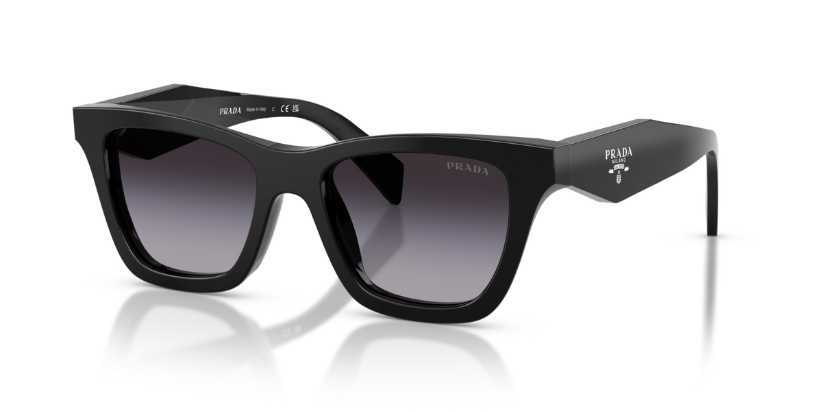 Prada PRC07S 16K90A black sunglasses 51mm angled view