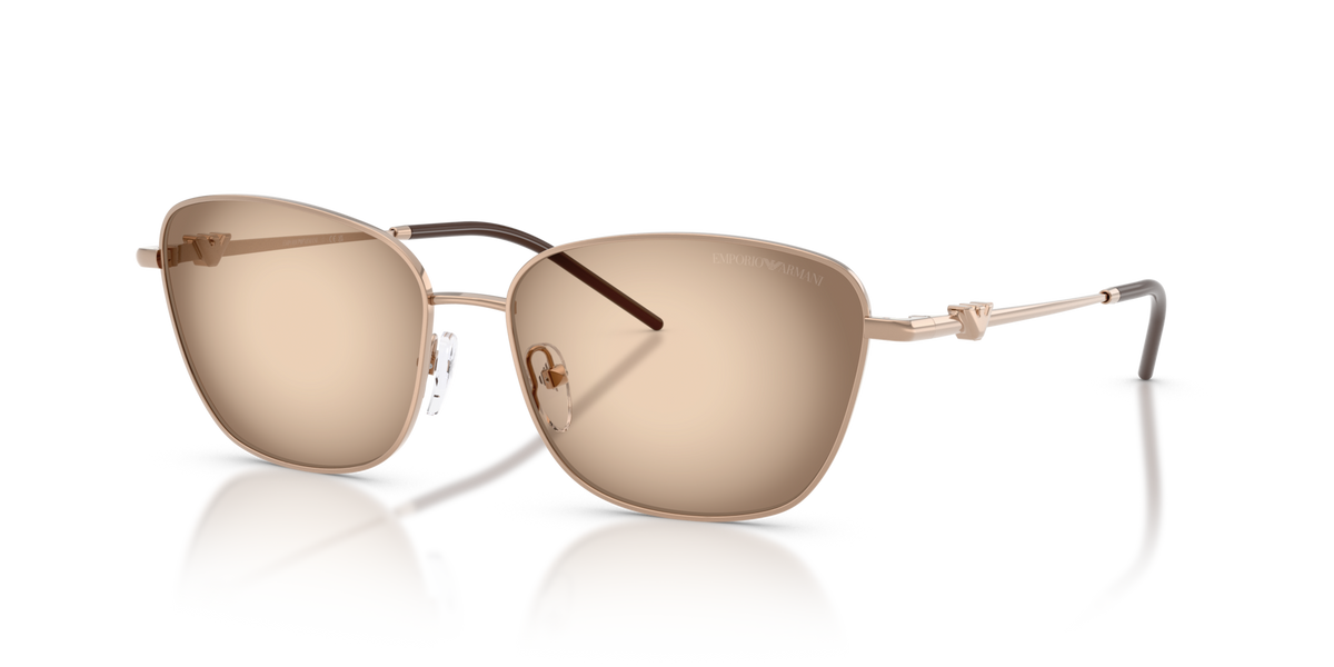 Emporio Armani EA2170 301113 shiny rose gold sunglasses 57mm angled view