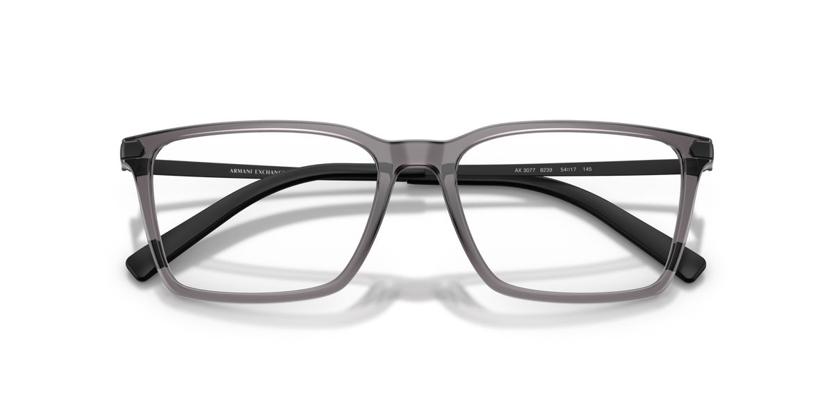 Armani Exchange AX3077 8239 shiny transparent grey eyeglasses 54mm folded view