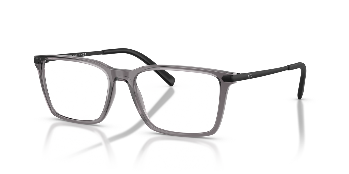 Armani Exchange AX3077 8239 shiny transparent grey eyeglasses 54mm angled view