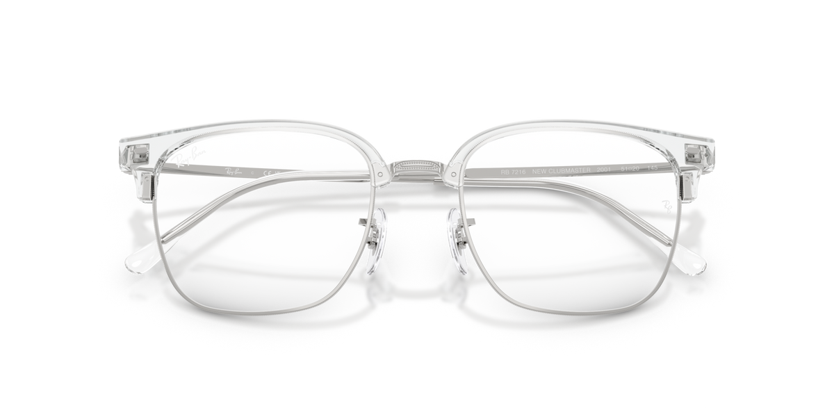 Ray-Ban RX7216 2001 transparent on silver eyeglasses 51mm folded view