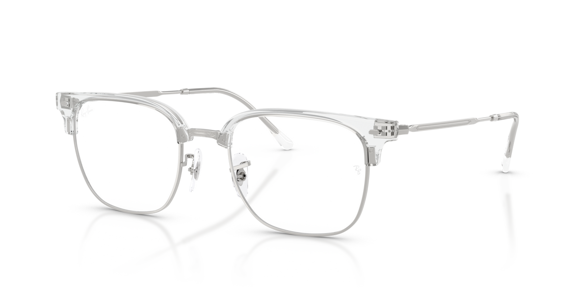 Ray-Ban RX7216 2001 transparent on silver eyeglasses 51mm angled view