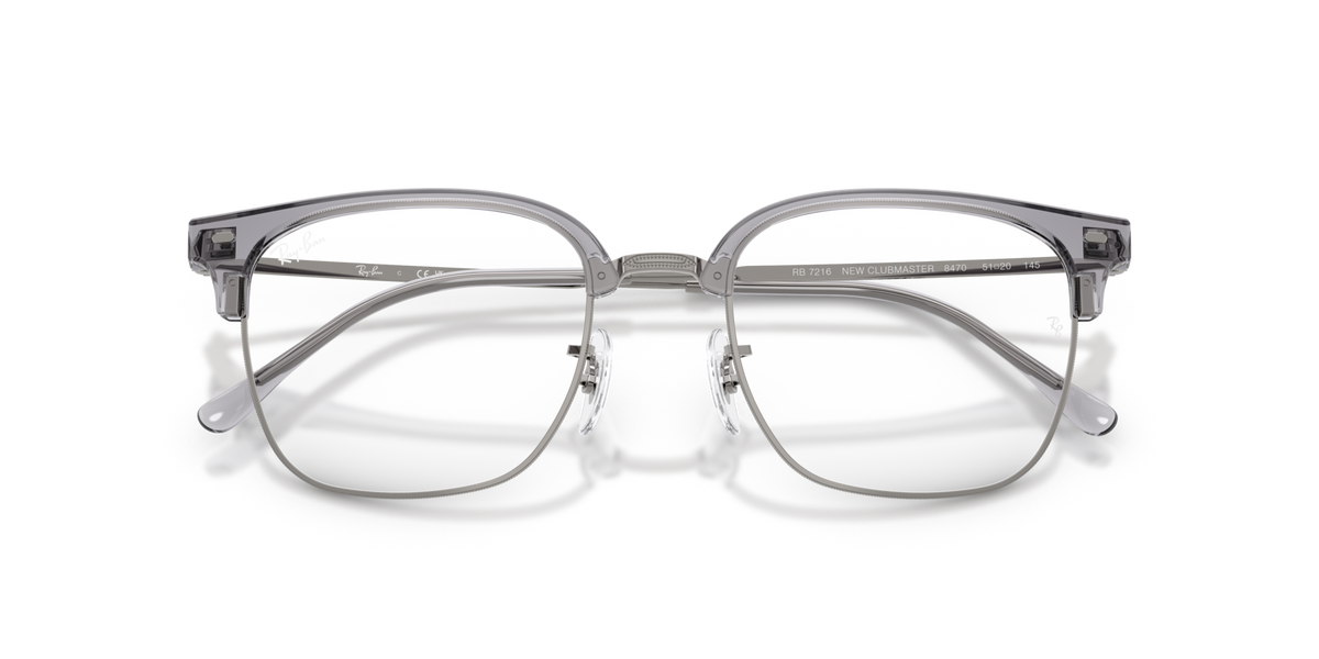 Ray-Ban RX7216 8470 grey on gunmetal eyeglasses 51mm folded view