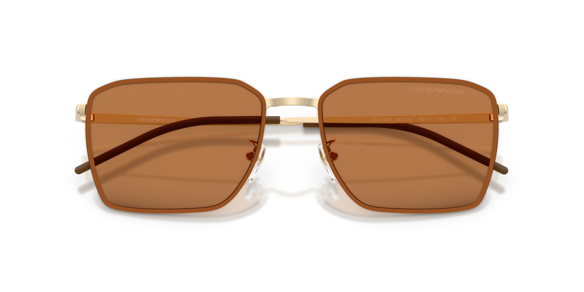 Emporio Armani EA2172D 301373 shiny pale gold sunglasses 60mm folded view