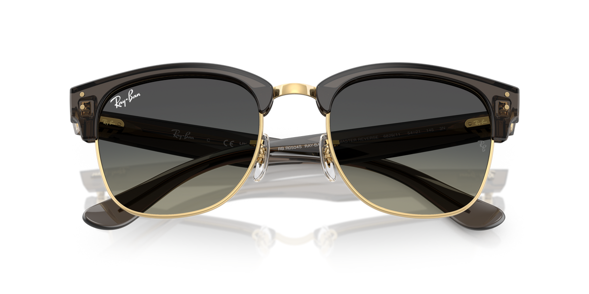 Ray-Ban RBR0504S 682911 transparent dark grey on gold sunglasses 54mm folded view