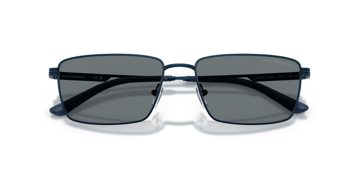 Emporio Armani EA2169 342480 metal blue sunglasses 57mm folded view