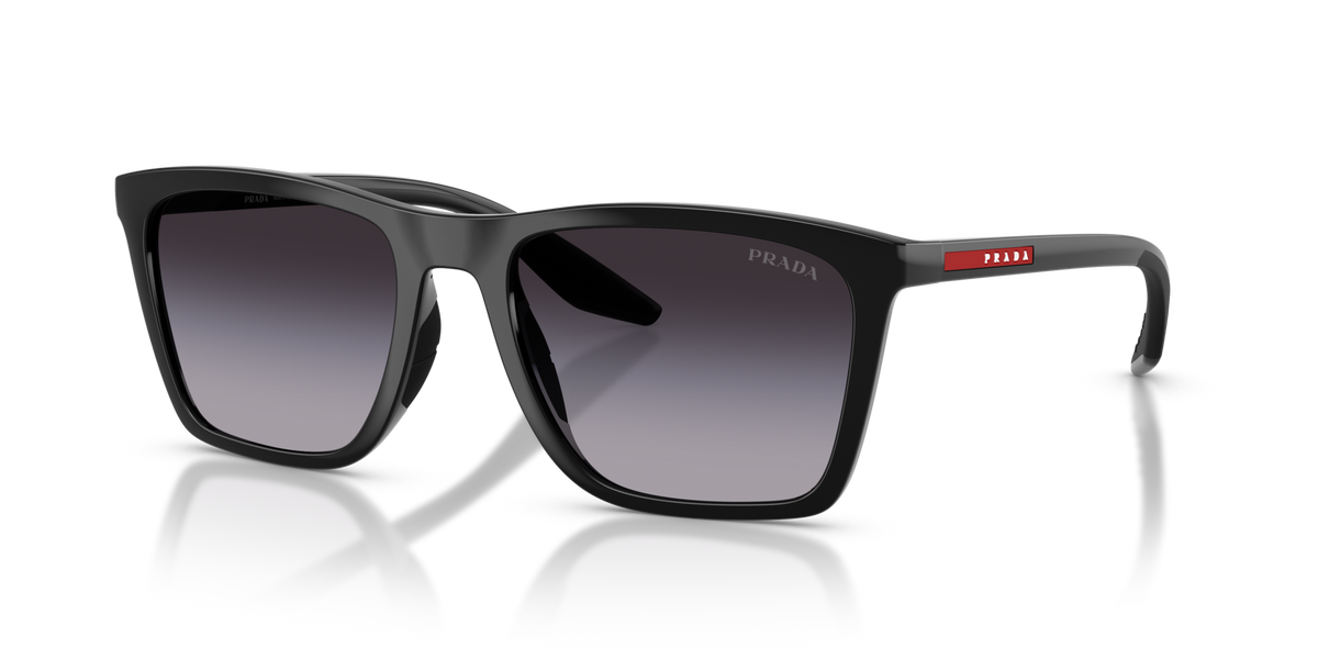 Prada Linea Rossa PSB08S 1AB09U black sunglasses 56mm angled view