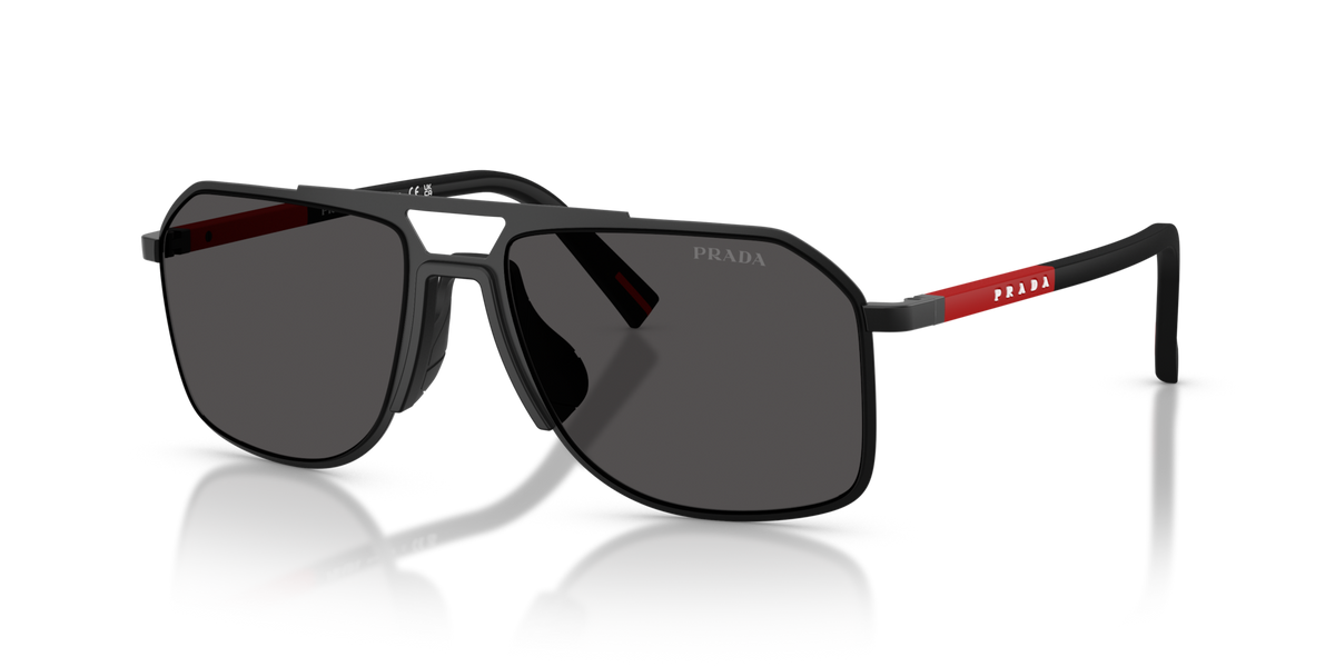 Prada Linea Rossa PSB51S 1BO06F matte black sunglasses 56mm angled view